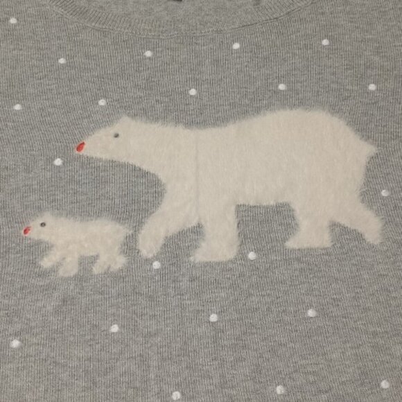 Talbots Women's 1X Grey Pull-over Fuzzy Polar Bear Sweater Long-Sleeve Pre-owned - Picture 5 of 6